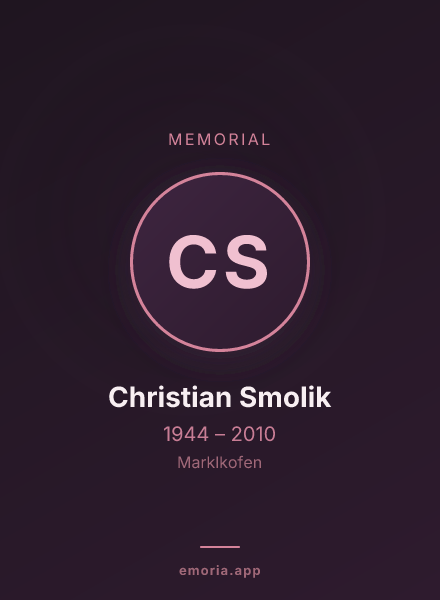 Memorial portrait of Christian Smolik