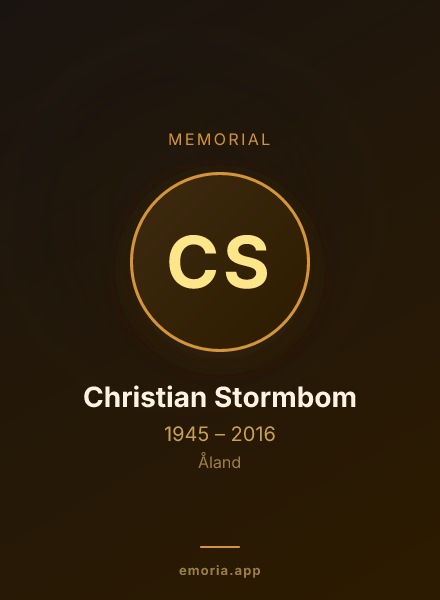 Memorial portrait of Christian Stormbom