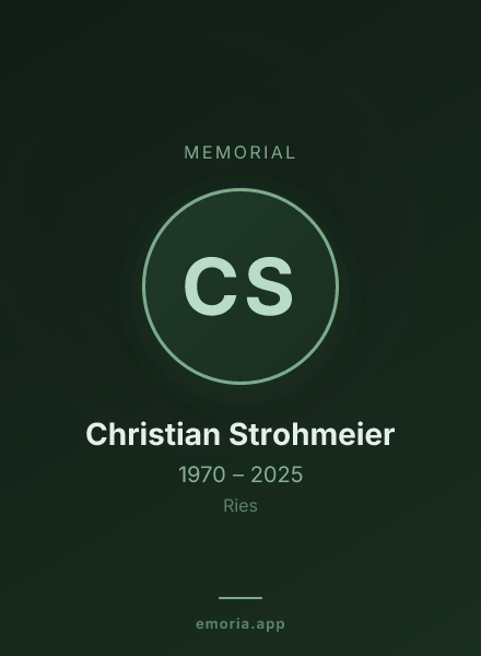 Memorial portrait of Christian Strohmeier