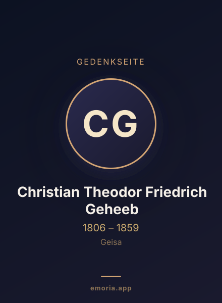 Gedenkportrait von Christian Theodor Friedrich Geheeb