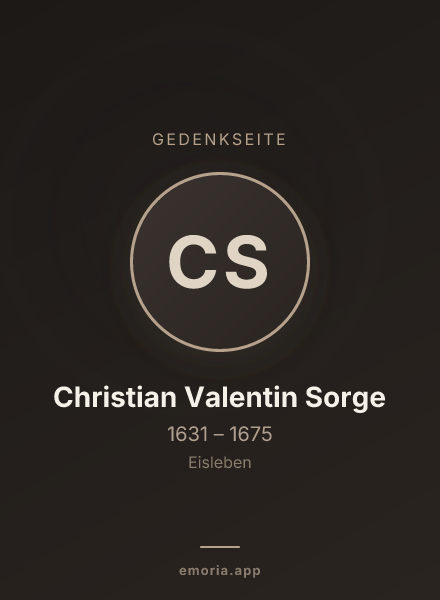 Gedenkportrait von Christian Valentin Sorge
