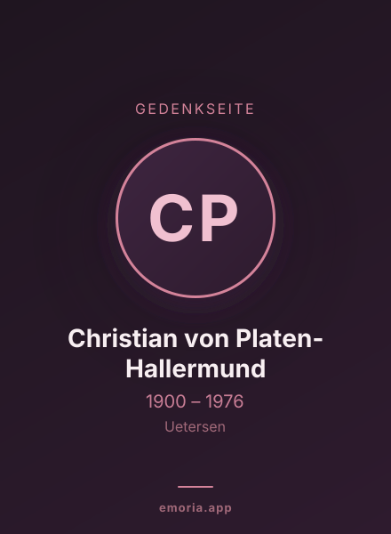 Gedenkportrait von Christian von Platen-Hallermund