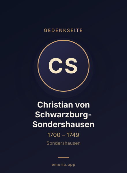 Gedenkportrait von Christian von Schwarzburg-Sondershausen