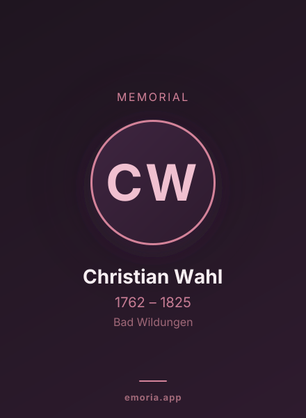 Memorial portrait of Christian Wahl