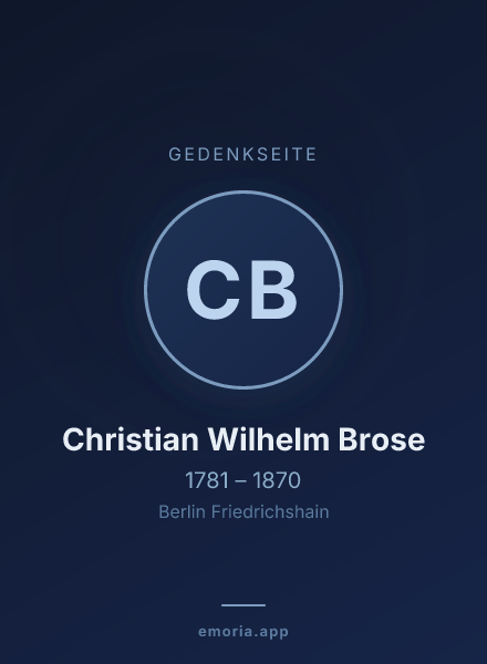 Gedenkportrait von Christian Wilhelm Brose