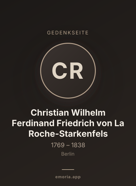 Gedenkportrait von Christian Wilhelm Ferdinand Friedrich von La Roche-Starkenfels
