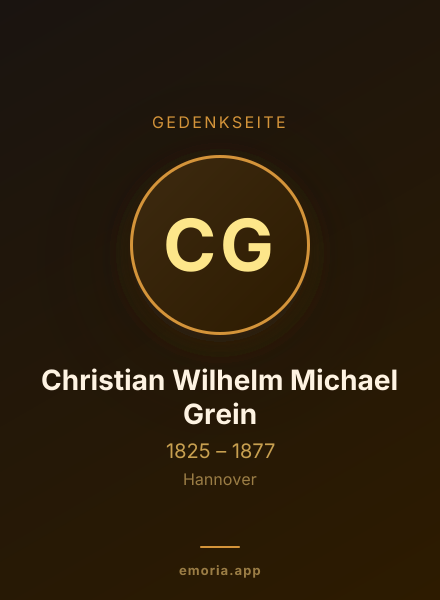 Gedenkportrait von Christian Wilhelm Michael Grein