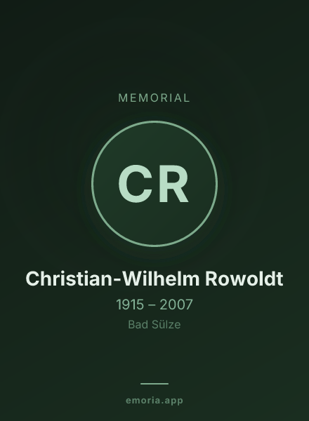 Memorial portrait of Christian-Wilhelm Rowoldt