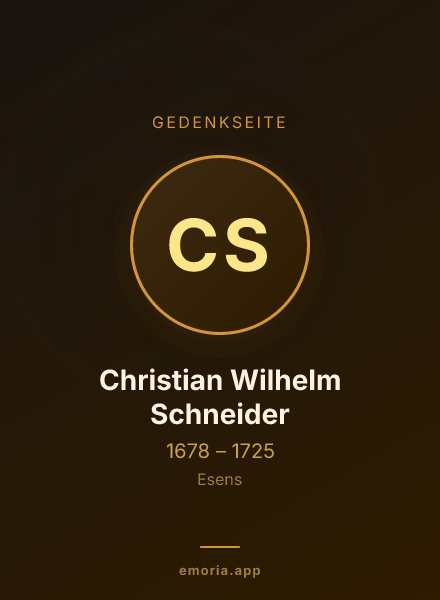 Gedenkportrait von Christian Wilhelm Schneider