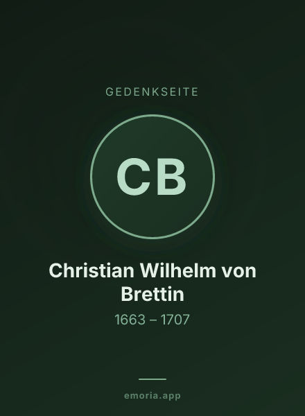 Gedenkportrait von Christian Wilhelm von Brettin