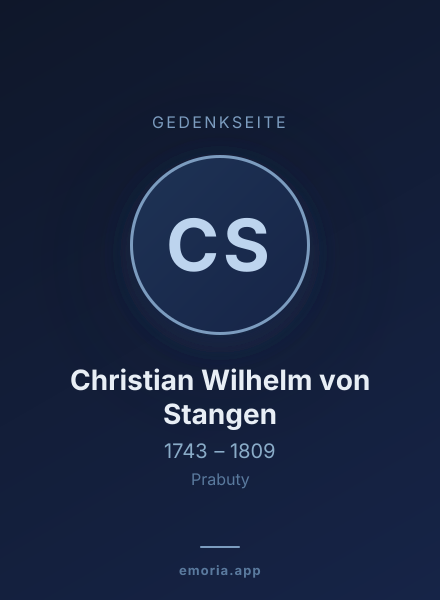 Gedenkportrait von Christian Wilhelm von Stangen