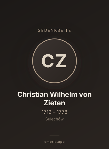 Gedenkportrait von Christian Wilhelm von Zieten