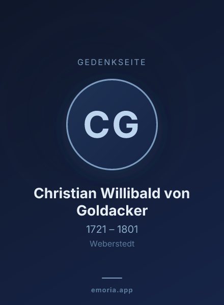 Gedenkportrait von Christian Willibald von Goldacker