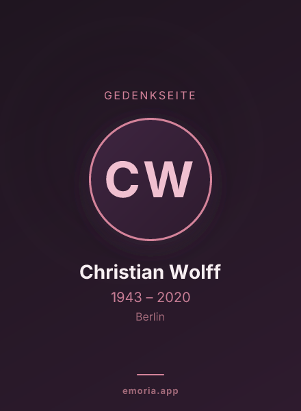 Gedenkportrait von Christian Wolff