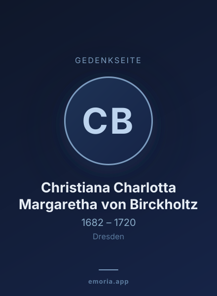 Gedenkportrait von Christiana Charlotta Margaretha von Birckholtz