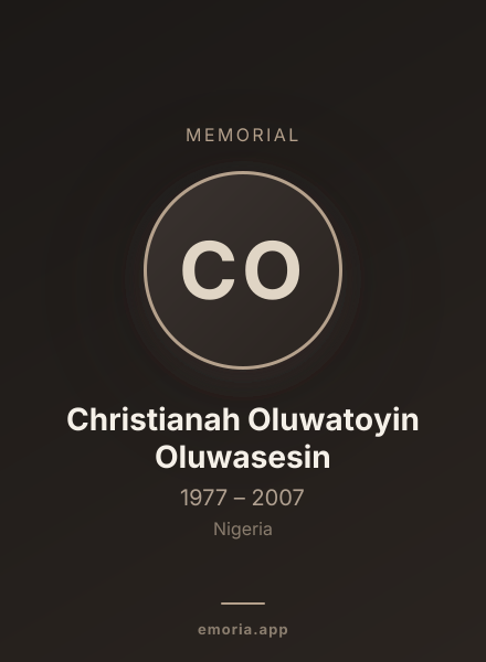 Memorial portrait of Christianah Oluwatoyin Oluwasesin