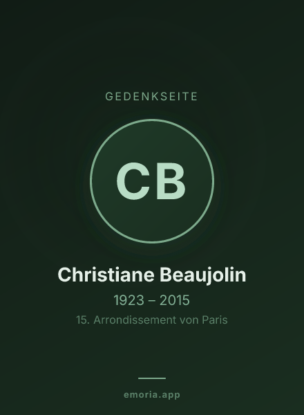 Gedenkportrait von Christiane Beaujolin