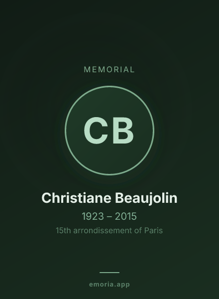 Memorial portrait of Christiane Beaujolin
