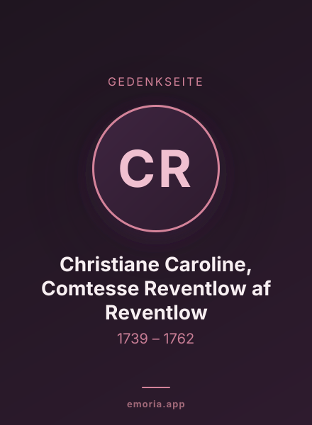 Gedenkportrait von Christiane Caroline, Comtesse Reventlow af Reventlow