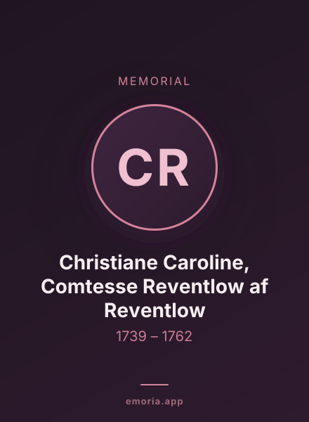 Memorial portrait of Christiane Caroline, Comtesse Reventlow af Reventlow