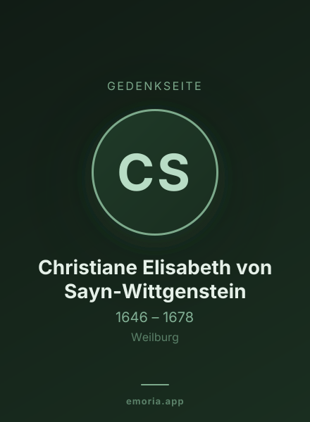 Gedenkportrait von Christiane Elisabeth von Sayn-Wittgenstein