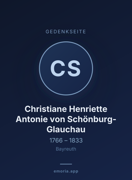 Gedenkportrait von Christiane Henriette Antonie von Schönburg-Glauchau