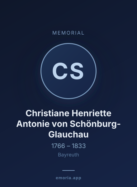 Memorial portrait of Christiane Henriette Antonie von Schönburg-Glauchau