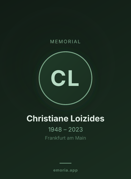 Memorial portrait of Christiane Loizides