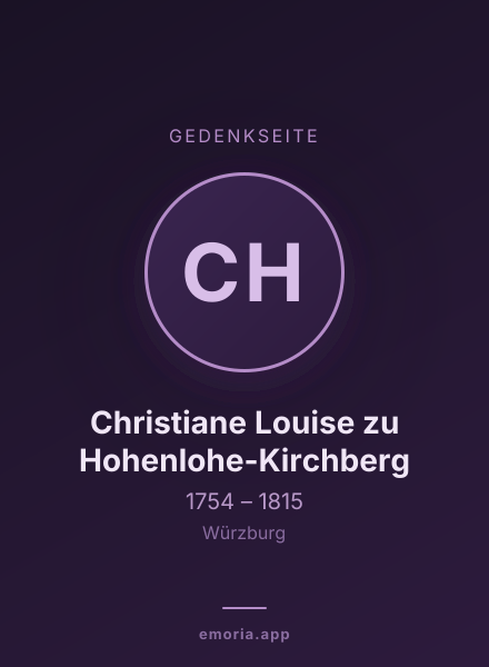 Gedenkportrait von Christiane Louise zu Hohenlohe-Kirchberg