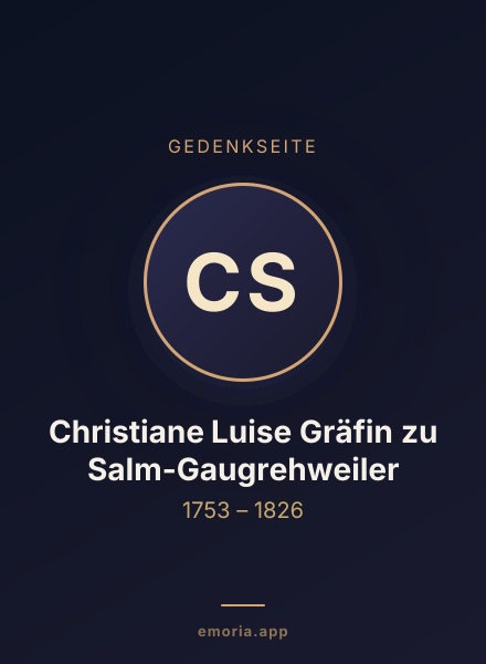 Gedenkportrait von Christiane Luise Gräfin zu Salm-Gaugrehweiler