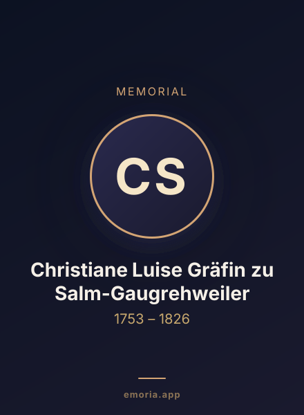 Memorial portrait of Christiane Luise Gräfin zu Salm-Gaugrehweiler