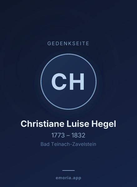 Gedenkportrait von Christiane Luise Hegel