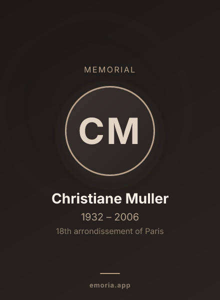 Memorial portrait of Christiane Muller