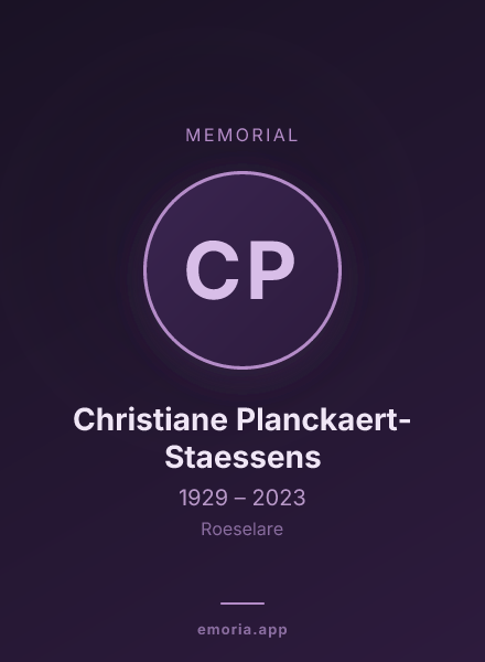 Memorial portrait of Christiane Planckaert-Staessens
