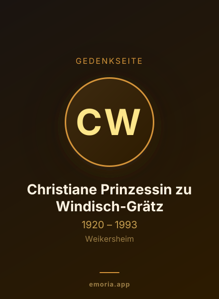 Gedenkportrait von Christiane Prinzessin zu Windisch-Grätz