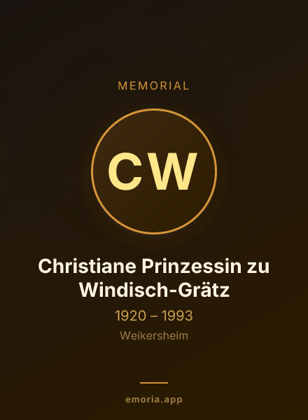 Memorial portrait of Christiane Prinzessin zu Windisch-Grätz