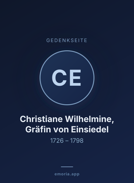 Gedenkportrait von Christiane Wilhelmine, Gräfin von Einsiedel