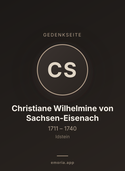 Gedenkportrait von Christiane Wilhelmine von Sachsen-Eisenach