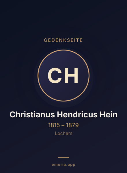 Gedenkportrait von Christianus Hendricus Hein