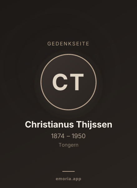 Gedenkportrait von Christianus Thijssen