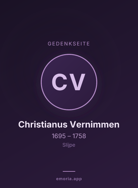 Gedenkportrait von Christianus Vernimmen