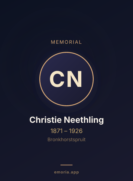 Memorial portrait of Christie Neethling