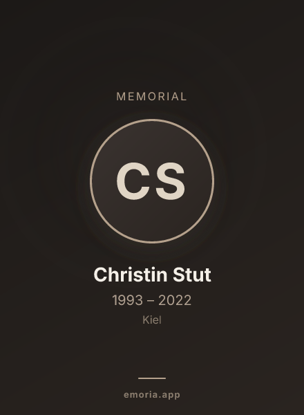Memorial portrait of Christin Stut