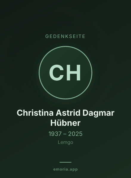 Gedenkportrait von Christina Astrid Dagmar Hübner