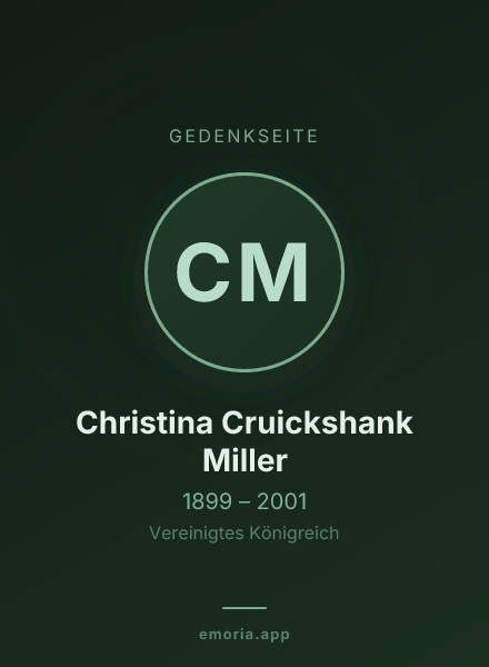 Gedenkportrait von Christina Cruickshank Miller
