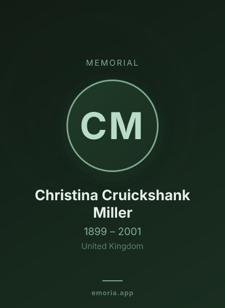 Memorial portrait of Christina Cruickshank Miller