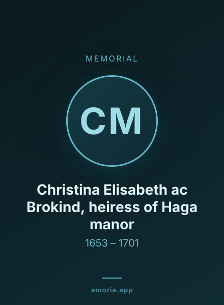 Memorial portrait of Christina Elisabeth ac Brokind, heiress of Haga manor