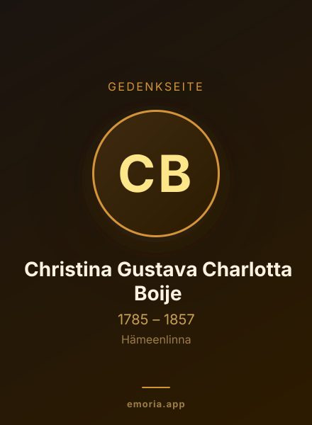 Gedenkportrait von Christina Gustava Charlotta Boije