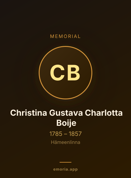 Memorial portrait of Christina Gustava Charlotta Boije