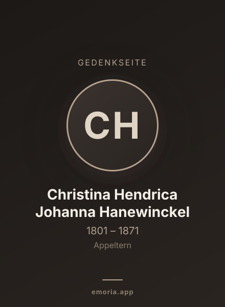Gedenkportrait von Christina Hendrica Johanna Hanewinckel
